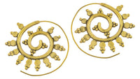 Load image into Gallery viewer, Spiralen Ohrringe Dreiecke Punkte Kreise Messing Brass antik golden Piercing Tribal - chic - net.de
