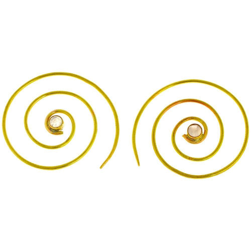 Spiralen Ohrringe dünn Perlen rund Messing antik golden nickelfrei Piercing Tribal Schmuck Brass - chic - net.de