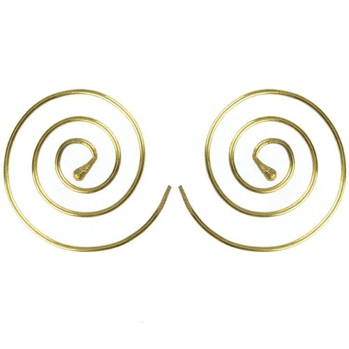 Spiralen Ohrringe glänzend Messing Brass antik golden Schmuck Piercing nickelfrei Tribal - chic - net.de