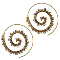 Load image into Gallery viewer, Spiralen Ohrringe Punkte Pyramiden Bögen Rille Messing antik golden Piercing Tribal - chic - net.de
