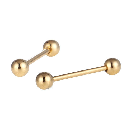 Straight Barbell Piercing Basic aus Edelstahl goldfarben Kugeln 25 mm lang - chic - net.de