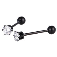 Load image into Gallery viewer, Straight Barbell Piercing Basic aus Edelstahl Zirkonia Stein schwarz Kugeln 31,5 mm lang - chic - net.de
