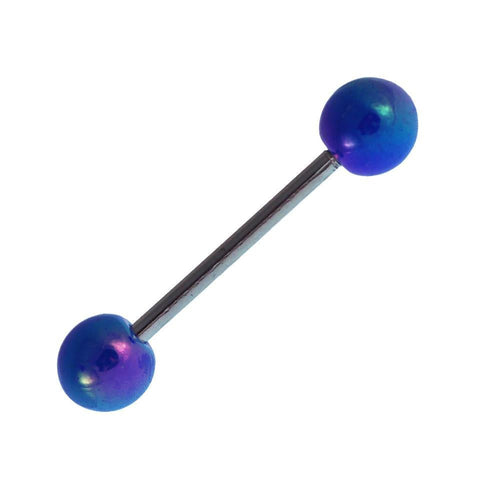 Straight Barbell Piercing Basic Edelstahl Kugeln blau schimmernd 25 mm lang - chic - net.de
