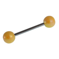 Load image into Gallery viewer, Straight Barbell Piercing Basic Edelstahl Kugeln gelb schimmernd 25 mm lang - chic - net.de
