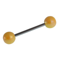 Load image into Gallery viewer, Straight Barbell Piercing Basic Edelstahl Kugeln gelb schimmernd 25 mm lang - chic - net.de
