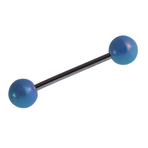 Straight Barbell Piercing Basic Edelstahl Kugeln hellblau schimmernd 25 mm lang - chic - net.de