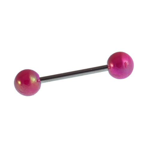 Straight Barbell Piercing Basic Edelstahl Kugeln lila schimmernd 25 mm lang - chic - net.de