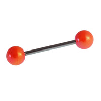 Load image into Gallery viewer, Straight Barbell Piercing Basic Edelstahl Kugeln orange schimmernd 25 mm lang - chic - net.de

