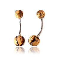 Cargar imagen en el visor de la galería, Tamarinden Holz Bauchnabelpiercing hell Kugel Edelstahl - chic - net.de
