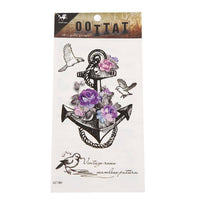 Load image into Gallery viewer, Tattoo Anker schwarz Seil Blumen rosa lila Vögel Spruch 4 Motive 1 Bogen - chic - net.de
