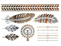 Load image into Gallery viewer, Tattoo golden silbern temporär Motivbogen Klebetattoos Baum des Lebens Schmuck Tattoos - chic - net.de
