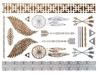 Load image into Gallery viewer, Tattoo golden silbern temporär Motivbogen Klebetattoos Engel Traumfänger Schmuck Tattoos - chic - net.de
