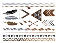 Load image into Gallery viewer, Tattoo golden silbern temporär Motivbogen Klebetattoos Herzen Federn Schmuck Tattoos - chic - net.de
