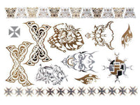 Load image into Gallery viewer, Tattoo golden silbern temporär Motivbogen Klebetattoos Skull Joker Schmuck Tattoos - chic - net.de
