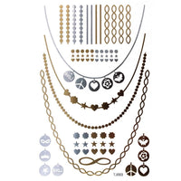 Cargar imagen en el visor de la galería, Tattoo Motivbogen golden silbern temporär Klebetattoos Hippie Ketten Schmuck Tattoos - chic - net.de
