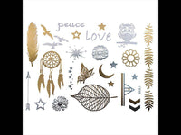 Load image into Gallery viewer, Tattoo Motivbogen golden silbern temporär Klebetattoos Traumfänger Schmuck Tattoos - chic - net.de
