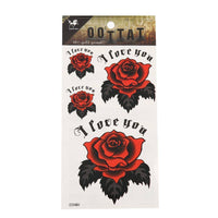 Load image into Gallery viewer, Tattoo Rosen rot groß klein schwarz Spruch I love you 4 Motive 1 Bogen - chic - net.de

