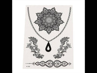 Load image into Gallery viewer, Tattoo schwarz Blumen Blüte Ranken Schnörkel Kette 5 Tattoos 1 Bogen - chic - net.de
