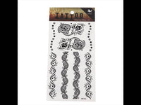 Load image into Gallery viewer, Tattoo schwarz Schnörkel Blumen Ranken länglich Armband Handgelenk temporär Klebetattoos - chic - net.de
