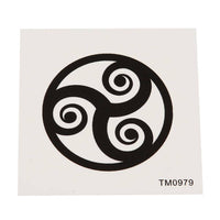 Load image into Gallery viewer, Tattoo schwarz Triskele dreifach Spirale keltisches Zeichen in Kreis einzeln 1 Bogen - chic - net.de

