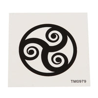 Load image into Gallery viewer, Tattoo schwarz Triskele dreifach Spirale keltisches Zeichen in Kreis einzeln 1 Bogen - chic - net.de
