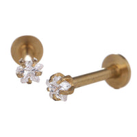 Load image into Gallery viewer, Tragus Piercing Ohr Piercing golden glänzend Edelstahl mit Glitzerstein - chic - net.de
