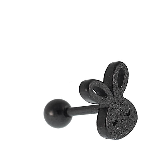 Tragus Piercing Ohr schwarz Glitzer Edelstahl Hase Barbell - chic - net.de