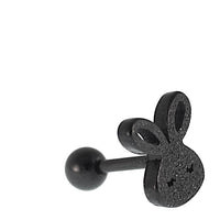 Cargar imagen en el visor de la galería, Tragus Piercing Ohr schwarz Glitzer Edelstahl Hase Barbell - chic - net.de
