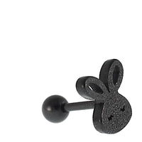 Cargar imagen en el visor de la galería, Tragus Piercing Ohr schwarz Glitzer Edelstahl Hase Barbell - chic - net.de
