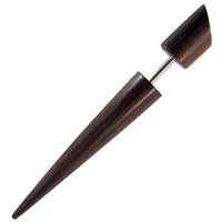 Cargar imagen en el visor de la galería, Tribal Holz Fake Spike schwarz Eisenholz schräg 5 mm Edelstahl nickelfrei Expander Ohrstecker - chic - net.de
