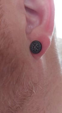 Cargar imagen en el visor de la galería, Edelstahl Ohrstecker schwarz 8-10mm Viking Celtic Nordic
