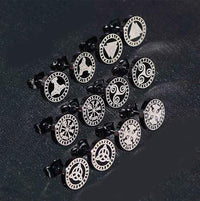 Cargar imagen en el visor de la galería, Edelstahl Ohrstecker schwarz 8-10mm Viking Celtic Nordic
