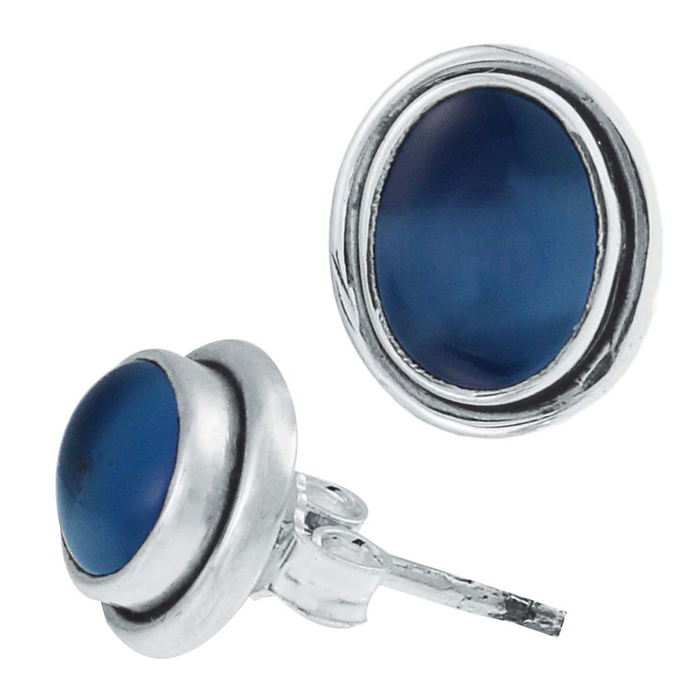 Zeitlose Eleganz: Ovale Ohrstecker aus Lapislazuli und Silber