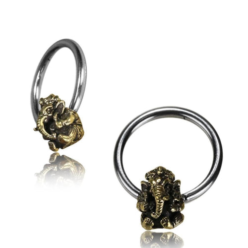 Universal Piercing Klemmkugel Ring silbern golden Brass Ganesha Septum Helix Tragus - chic - net.de