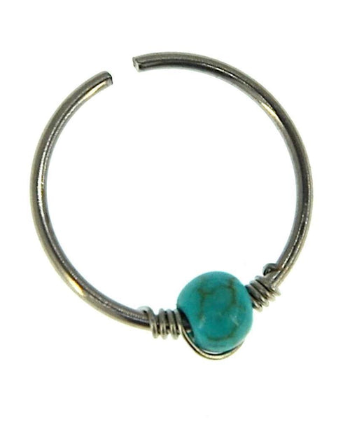 Universal Piercing Ring Edelstahl Türkis Perle 0.8mm - chic - net.de
