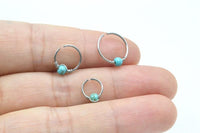 Load image into Gallery viewer, Universal Piercing Ring Edelstahl Türkis Perle 0.8mm - chic - net.de
