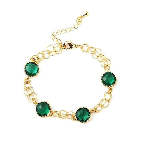 vergoldet Kupfer Armband 18 karat grün Glaskristalle filigran nickelfrei Karabiner verstellbar - chic - net.de