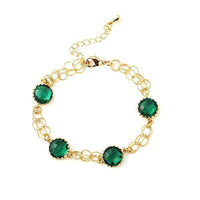 Cargar imagen en el visor de la galería, vergoldet Kupfer Armband 18 karat grün Glaskristalle filigran nickelfrei Karabiner verstellbar - chic - net.de
