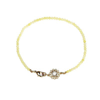 Cargar imagen en el visor de la galería, vergoldet Kupfer Armband Blume gelb 18 karat Kristall Stein Perlen nickelfrei Karabiner ca. 17,5 cm - chic - net.de
