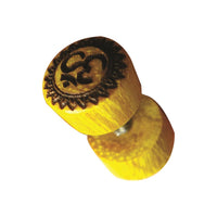 Load image into Gallery viewer, Fake Plug Jackfrucht Holz Symbol Piercing Edelstahl hell braun Om Vegvisir Stern
