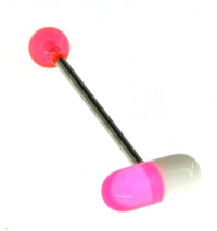 Cargar imagen en el visor de la galería, Zungen Piercing Edelstahl Pille Zunge 18mm weiß bunt - chic - net.de
