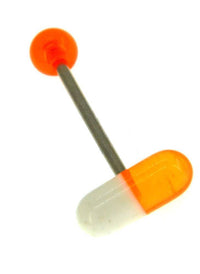 Cargar imagen en el visor de la galería, Zungen Piercing Edelstahl Pille Zunge 18mm weiß bunt - chic - net.de
