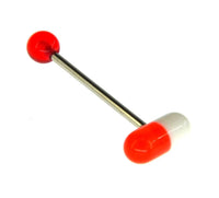 Cargar imagen en el visor de la galería, Zungen Piercing Edelstahl Pille Zunge 18mm weiß bunt - chic - net.de
