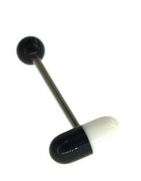 Cargar imagen en el visor de la galería, Zungen Piercing Edelstahl Pille Zunge 18mm weiß bunt - chic - net.de

