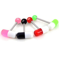 Cargar imagen en el visor de la galería, Zungen Piercing Edelstahl Pille Zunge 18mm weiß bunt - chic - net.de
