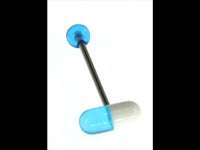 Cargar imagen en el visor de la galería, Zungen Piercing Edelstahl Pille Zunge 18mm weiß bunt - chic - net.de
